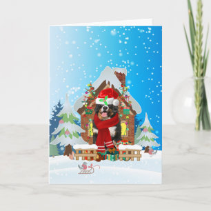 Carte Montagne bernoise en neige avec cadeaux de Noël