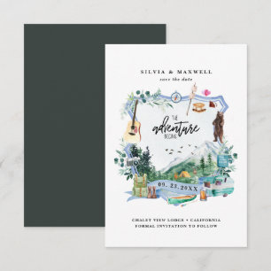 Carte Montagne forestière rustique Camping Mariage Cre