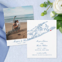 Carte Montauk Enregistrer la date pour un Mariage 