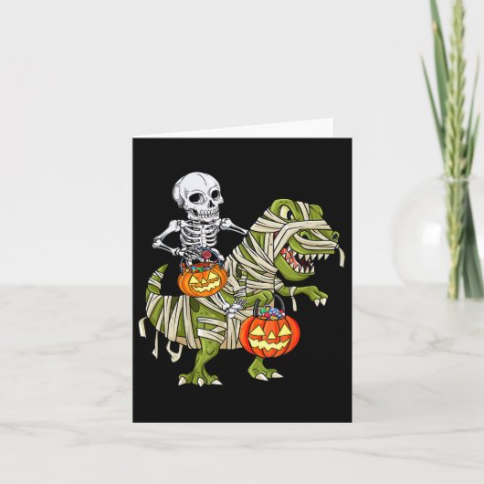 Carte Monter Mummy Dinosaur T Rex Halloween Funny Pumpki (Devant)