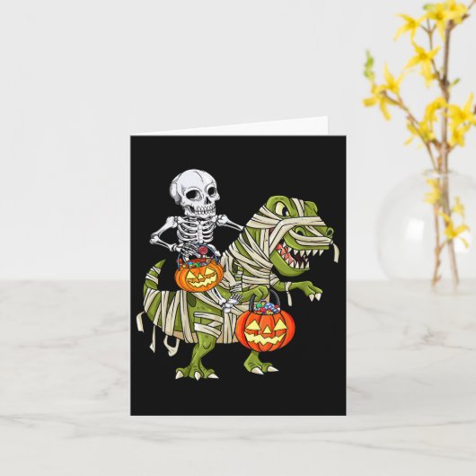 Carte Monter Mummy Dinosaur T Rex Halloween Funny Pumpki (Fleur jaune)