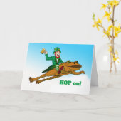 Carte Montez sur St. Patrick's Day Leprechaun Frog and B (Fleur jaune)