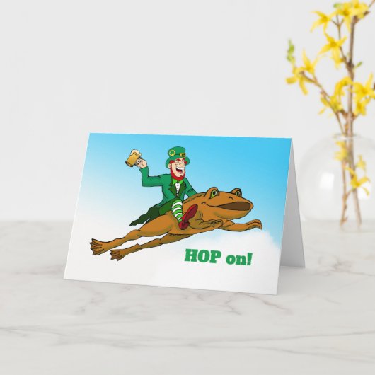 Carte Montez sur St. Patrick's Day Leprechaun Frog and B (Fleur jaune)