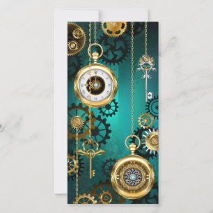 Carte Montre de bijouterie Steampunk sur fond vert