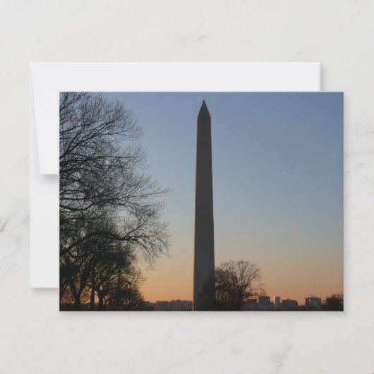 Carte Monument Washington au coucher du soleil à DC (Devant)
