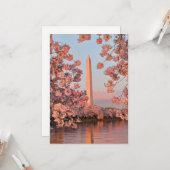 Carte Monument Washington avec fleurs de cerisier (Devant/Arrière en situation)