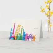 Carte Monuments Mondiaux Pastel Collage (Fleur jaune)