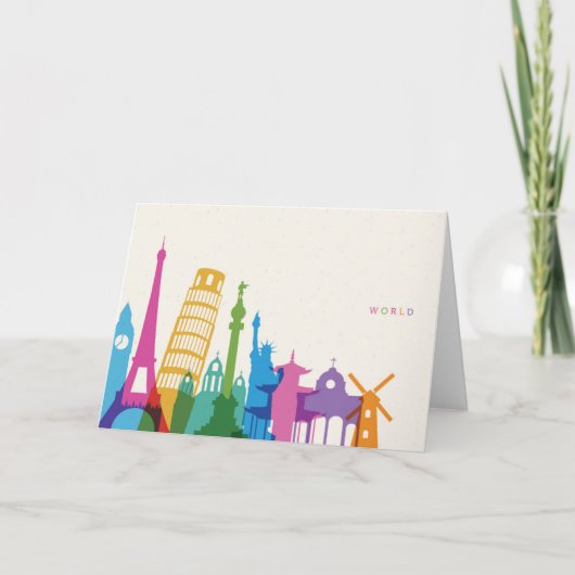 Carte Monuments Mondiaux Pastel Collage (Devant)