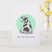 Carte Moo-chas Grassy-ass punny thank you funny card (Fleur jaune)