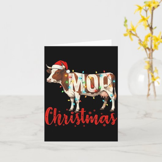 Carte Moo Christmas Funny Cow Lovers Cattle Famer Farmin (Fleur jaune)