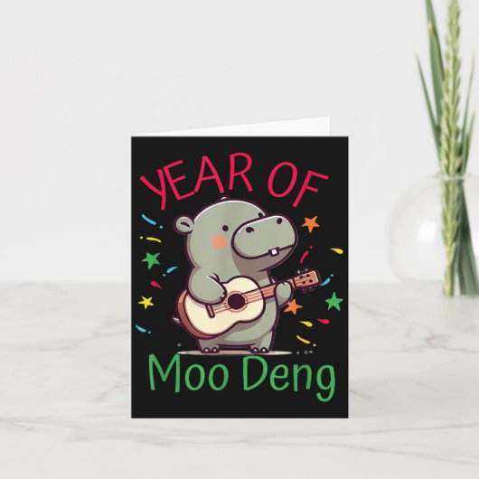 Carte Moo Deng Is A Pygmy Hip Happy New Year Funny  (Devant)