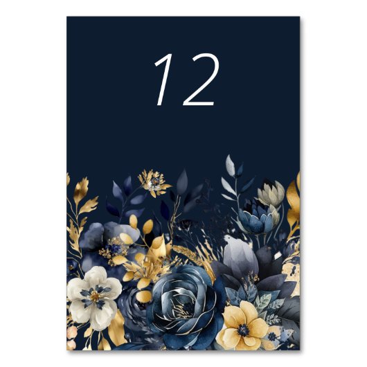 Carte Moody Floral Blue Gold Mariage (Par défaut)