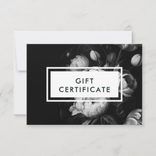 Carte Moody Flowers Certificat cadeau noir et blanc