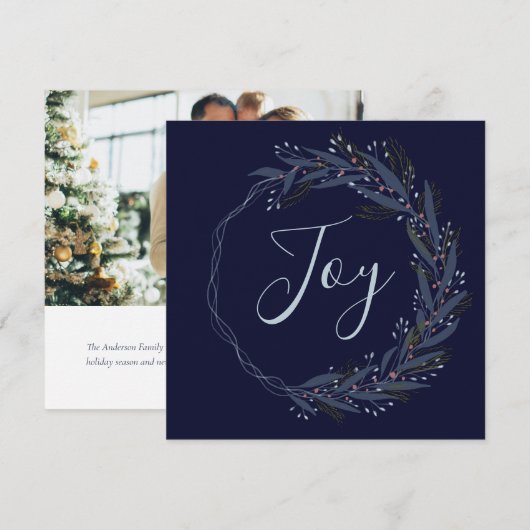 Carte Moody moderne Botanique Noël Fête de la couronne (Devant / Derrière)