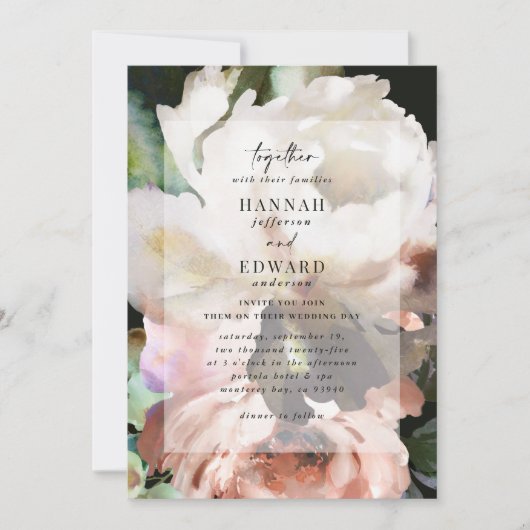 Carte Moody moderne classe sombre automne mariage d'hive (Devant)