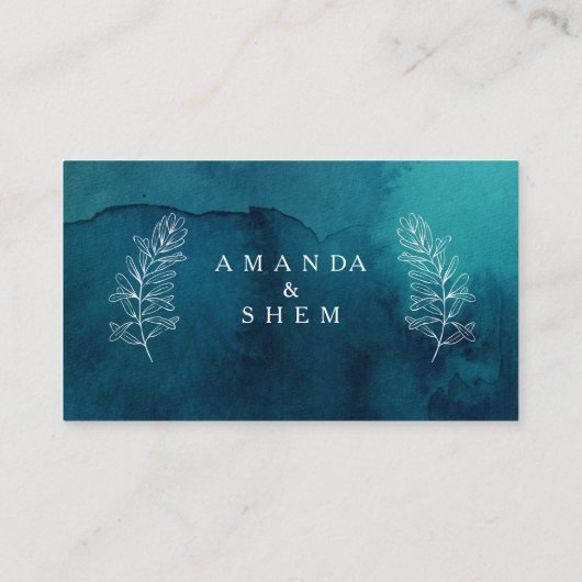 Carte Moody Ocean Watercolor Mariage plat Place (Dos)