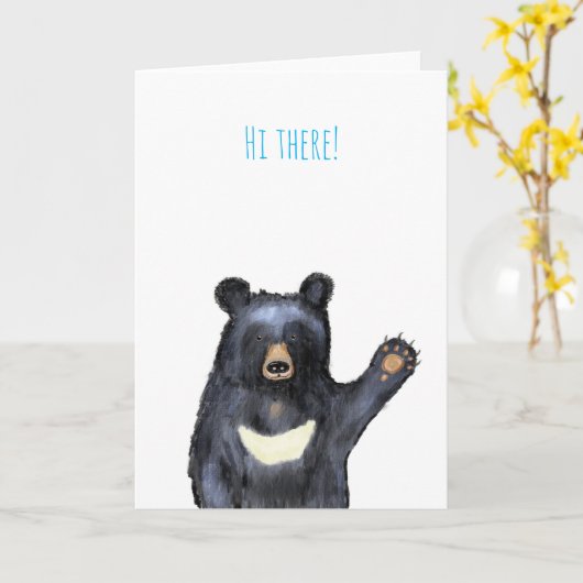 Carte Moon Bear 'hi here' (Fleur jaune)
