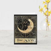 Carte Moon Tarot Crescent Cat Nuit Halloween C (Fleur jaune)