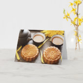 Carte Mooncake et thé, mi festival chinois d'automne (Fleur jaune)