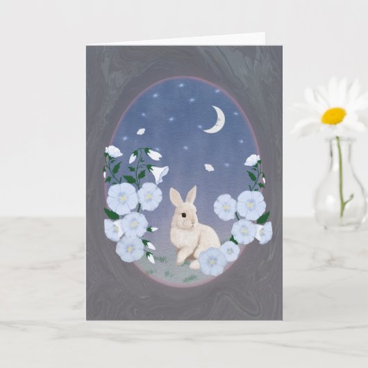 Carte Moonlit Garden Bunny 5x7 Greeting Card  (Petite plante)