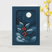 Carte Moonlit Holly in Winter Forest Card (Fleur jaune)