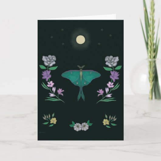 Carte Moonlit Luna Moth Garden 5x7 Greeting Card (Devant)