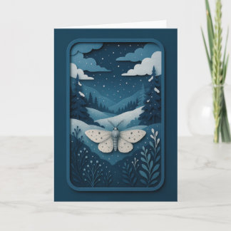 Carte Moonlit Moth in Winter Forest Card