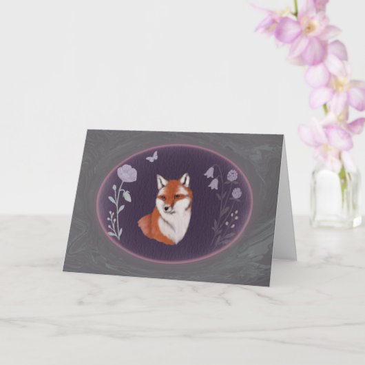 Carte Moonlit Woodland Fox 7x5 Greeting Card (Orchidée)