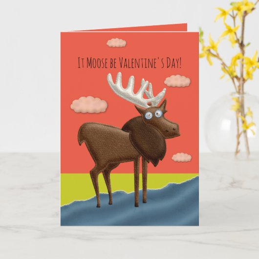 Carte Moose Be Valentine (Fleur jaune)