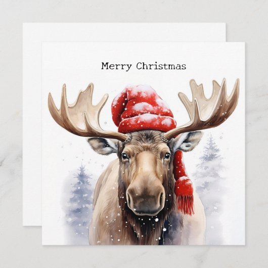 Carte Moose de Noël (Devant / Derrière)