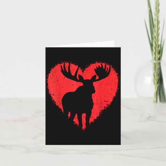 Carte Moose Lover Valentines Day Cute Red Heart Wild Ani (Devant)