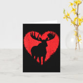 Carte Moose Lover Valentines Day Cute Red Heart Wild Ani (Fleur jaune)