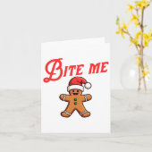 Carte Mords Moi Cookie Pain d'Épice Funny Sarcastic Noël (Fleur jaune)