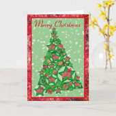 Carte Morkie Chien Silhouette Décor Arbre de Noël (Fleur jaune)