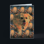 Carte Morkie Dog "The Scream" Funny 40 Birthday Card<br><div class="desc">"Le canard." Admettons-le, ça nous envahit tous et... wham ! Nous avons 40 ans. Cette carte montre ce que ça fait de réaliser que vous avez tourné cet âge magique. L'image est une image stylisée de notre chien, Mojo. Mojo est un "Morkie", un croisement entre un Maltais et un Terrier...</div>