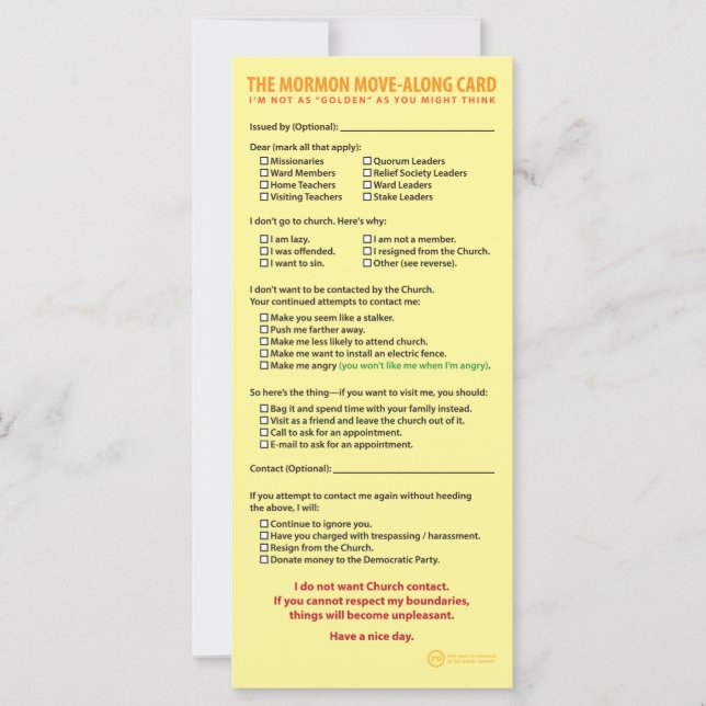 Carte Mormon Move-Along (Devant)