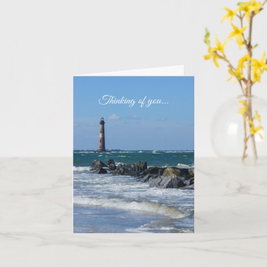 Carte Morris Lighthouse Folly Beach Penser À Vous (Fleur jaune)