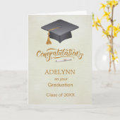 Carte Mortar casquette et diplôme Graduation Félicitatio (Fleur jaune)