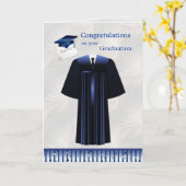 Carte Mortier bleu argenté, Gown et diplôme (Fleur jaune)