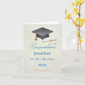 Carte Mortier et diplôme Graduation Félicitations Gard (Fleur jaune)