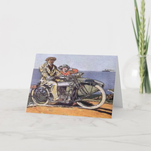Carte Mortorcycle vintage Sidecar (Devant)