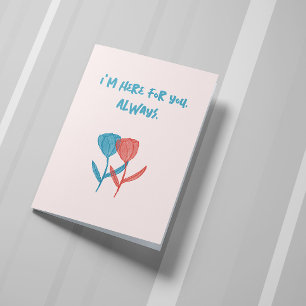 Carte Mosaïque de tulipes bleues et roses dessinées à la