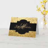 Carte Mosaïque décorée d'un monogramme de noir et d'or (Fleur jaune)