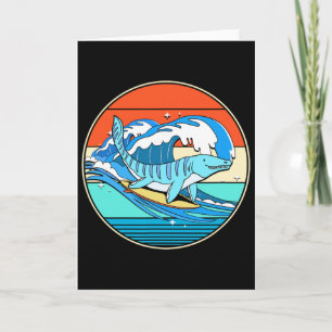 Carte Mosasaure surfant Dino Rétro Dinosaure aquatique
