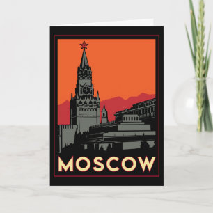 Carte moscou russie kremlin art déco voyage rétro