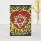 Carte Mosiac brillant étoile du coeur de David en vert (Fleur jaune)