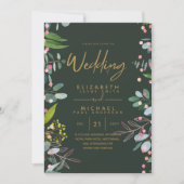 Carte Moss Green Rose Gold Wedding Invite (Devant)