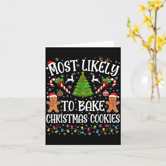 Carte Most Likely To Bake Christmas Cookies Family Match (Fleur jaune)