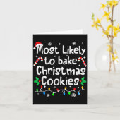 Carte Most Likely To Bake Christmas Cookies Funny Family (Fleur jaune)
