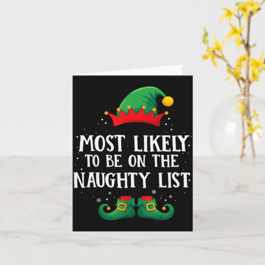Carte Most Likely To Be On Naughty List Matching Christm (Fleur jaune)